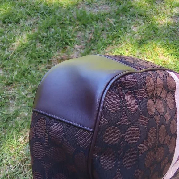 Coach Set Signature Jacquard Strips Zip Hobo Bag & Wristlet NWOT with Care Cards - Picture 8 of 13